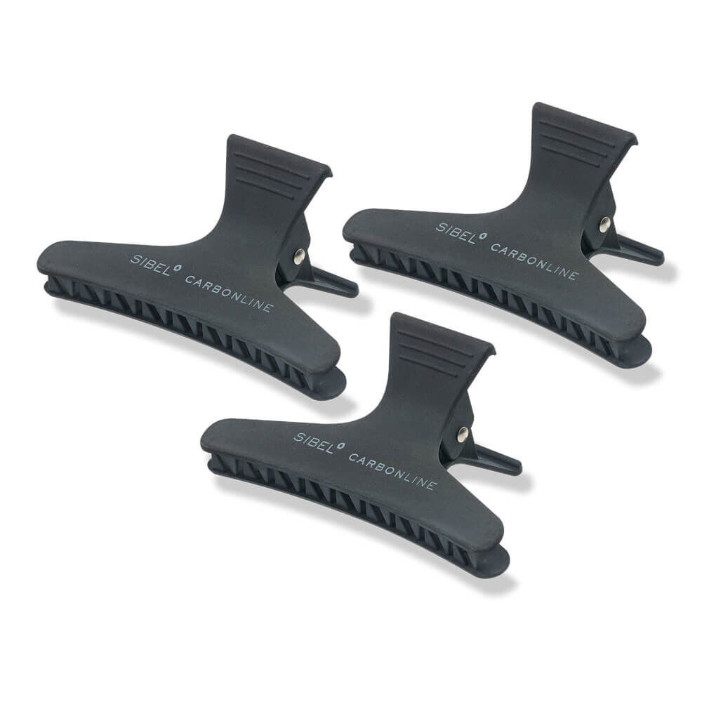 Sibel Pinces Sépare-Mèches Carbon Line 8cm Noir x3