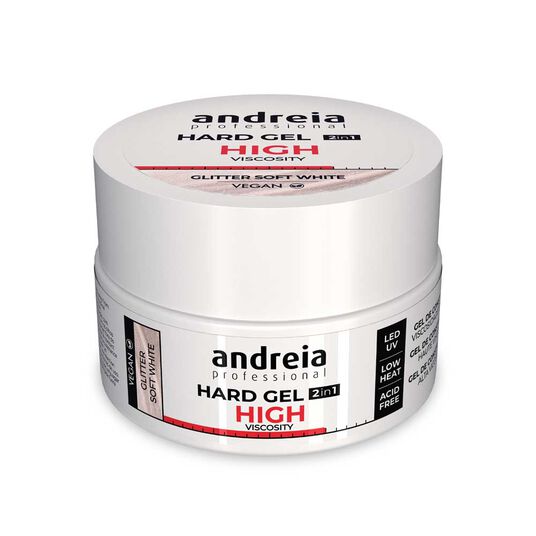 Andreia Professional Hard Gel 2 in 1 - Haute Viscosit&eacute; Paillettes blanc doux 22g
