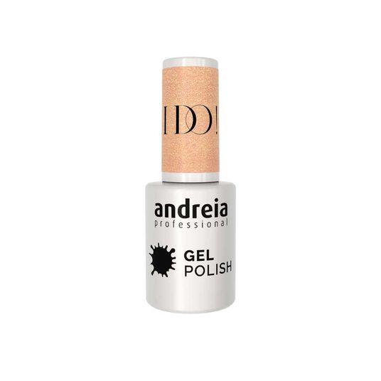 Andreia Professional Gel Polish Vernis gel - I Do! - ID3 Nude champagne avec des paillettes dor&eacute;es. 10.5ml