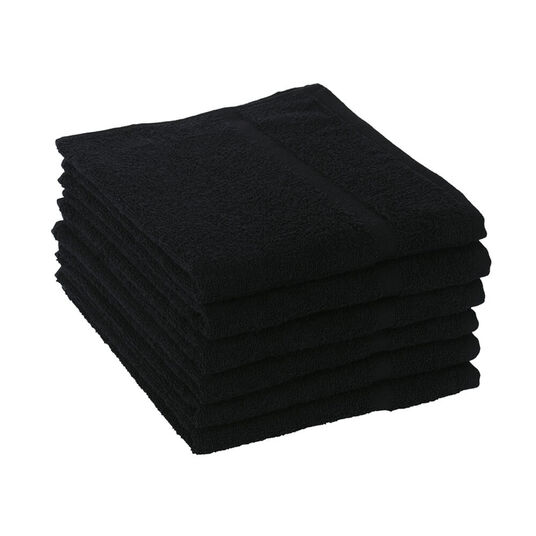 S-PRO Serviettes en Coton Noires R&eacute;sistantes au D&eacute;colorant x6