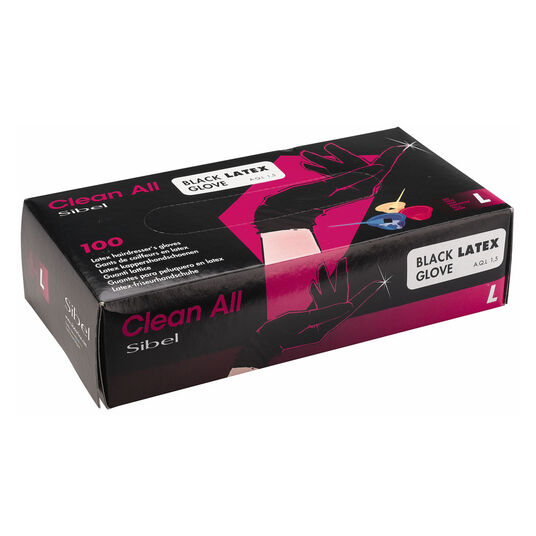 Clean All Gants jetables en Latex Noir L 100pcs