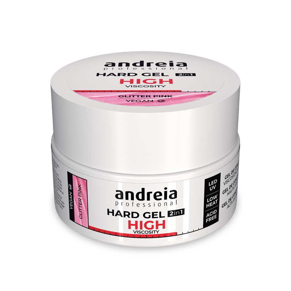 Andreia Professional Hard Gel 2 in 1 - Haute Viscosit&eacute; Paillettes rose 22gr