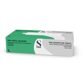 S-PRO Gants Jetables en Vinyle Blancs L x100