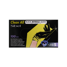 Clean All Gants Noirs en Nitrile S x100