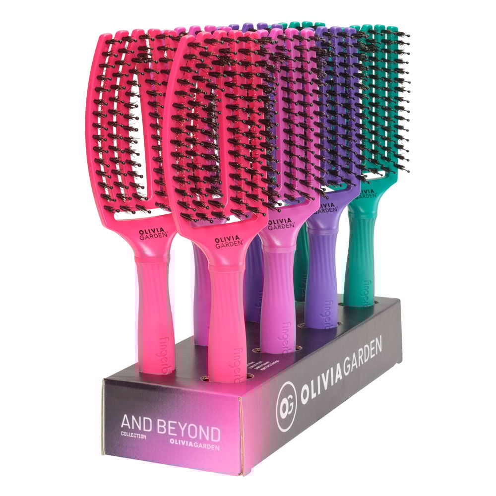 Olivia Garden Fingerbrush Iconic And Beyond &ndash; Pr&eacute;sentoir, lot de 8 brosses