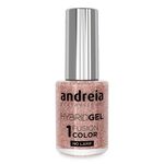 Andreia Professional Hybrid-Fusion Color Gel Vernis à ongles- I Do!-ID1 Rose avec des paillettes argentées et dorées. 10.5ml
