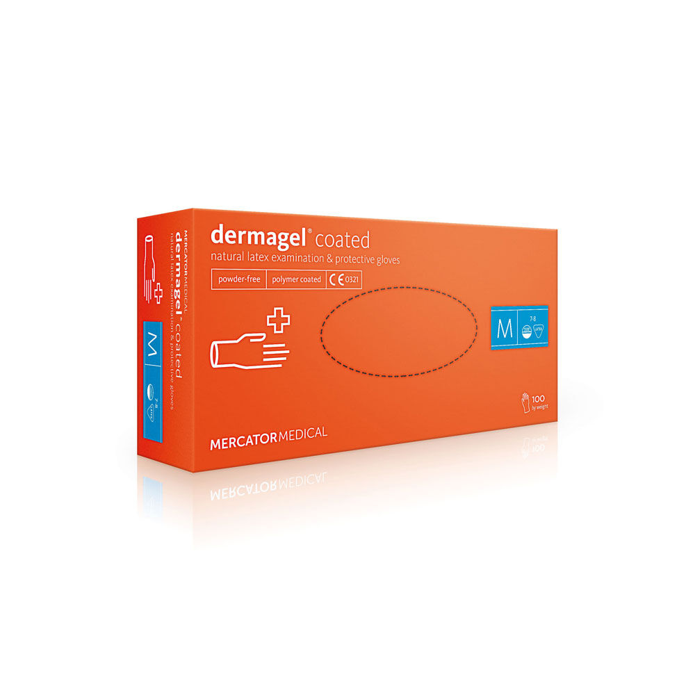 Mercator Gants d'examen en latex non-st&eacute;rile dermagel coated sans poudre Moyen 100 pi&egrave;ces