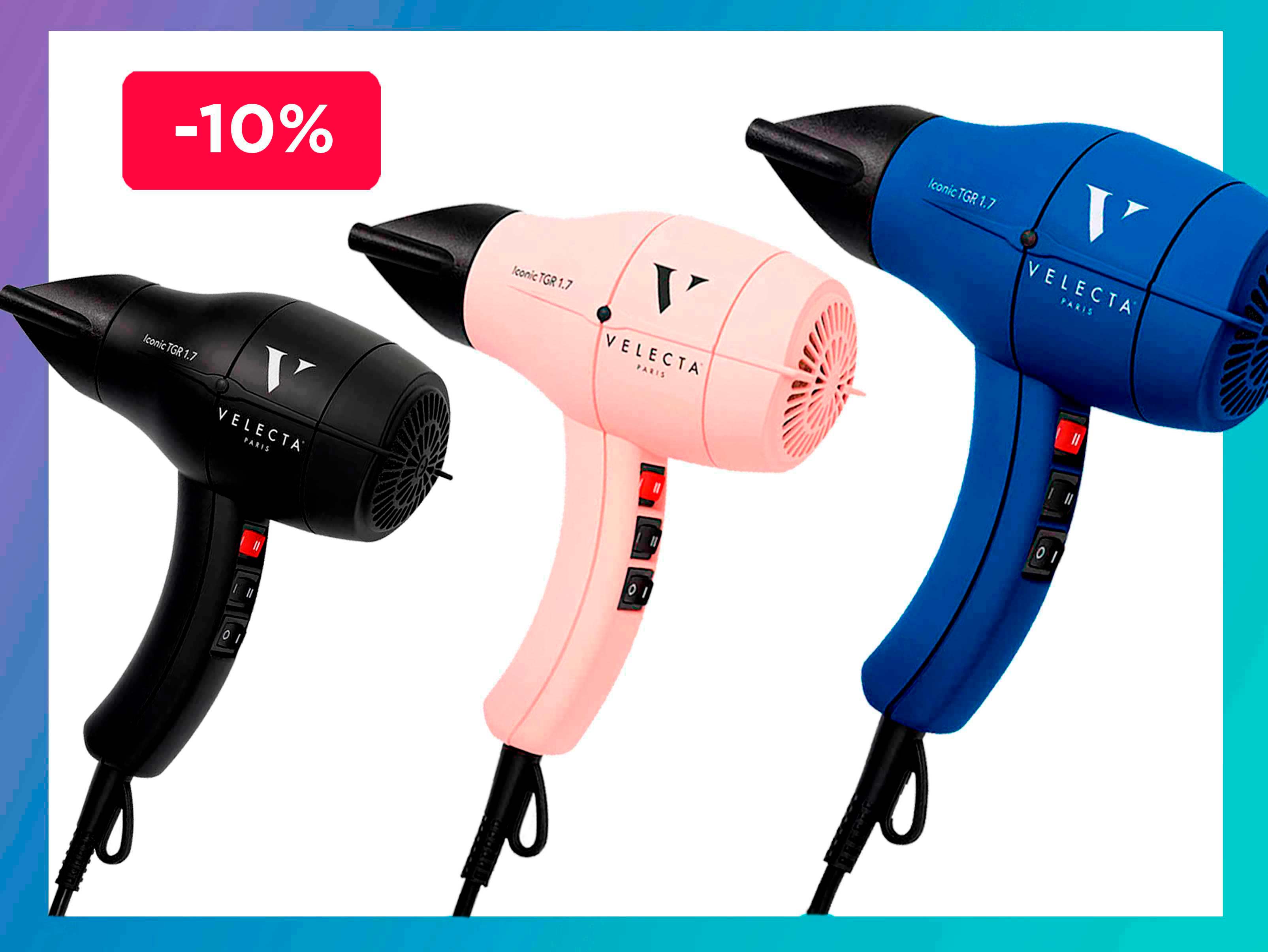 Profitez de 10% de remise sur les sèche-cheveux Velecta Paramount TGR. Ce sèche-cheveux professionnel allie légèreté et maniabilité pour des coiffages précis en deux temps, trois mouvements !